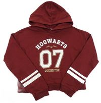 Vínová crop mikina s nápisom a kapucí - Harry Potter H&M