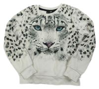Bielo-čierna plyšová mikina s leopardom C&A