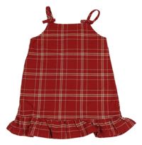 Červeno-smotanové kockované šaty s volánikom H&M