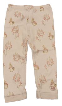 Ružové kvetované pyžamové nohavice s králíky - Peter Rabbit Nutmeg