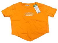 Oranžové crop tričko s nápisom zn. Pep&Co