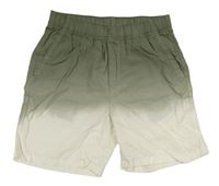 Kaki-biele ombré plátenné kraťasy H&M