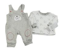 Nové - 2set - Biela mikina s čumáky + sivé na traké tepláky s ňufáčikom 