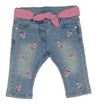 Modré kvetované rifle s opaskom C&A