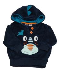 Tmavomodrá plyšová mikina s obličejem a kapucňou Lupilu