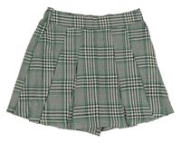 Zeleno-bielo-čierne kockované sukňové kraťasy Tchibo