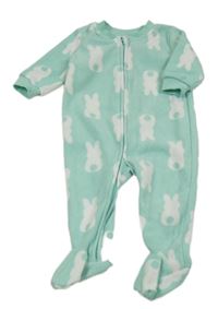 Tyrkysový fleecový overal s králíčky 