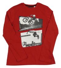 Vínové tričko so skejťáky C&A