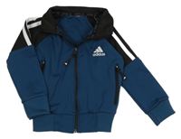 Petrolejovo-černá propínací sportovní mikina s logem Adidas 