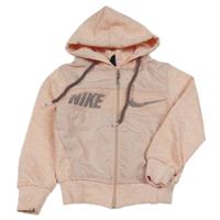 Svetloružová melírovaná prepínaci mikina so šusťákovým prvkem a kapucí Nike