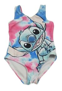 Růžovo-modré batikované jednodílné plavky se Stitchem George