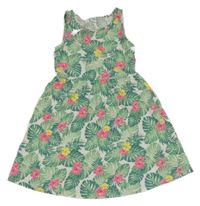 Smetanovo-zelené šaty s listami Y.F.K.