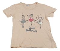 Svetloružové tričko s baletkami Kiki&Koko