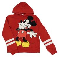 Červeno-bílá mikina s Mickeym a kapucí H&M