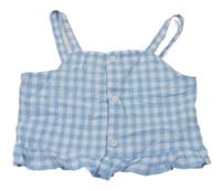 Světlemodro-biely kockovaný crop top