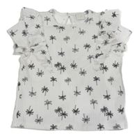Biele rebrované tričko s palmami H&M