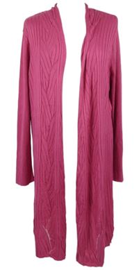 Dámský tmavorůžový vzorovaný svetrový dlouhý cardigán Anthology 