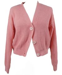 Dámský světlerůžový crop propínací svetr Bianco Lucci 