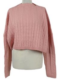 Dámský růžový vzorovaný crop svetr PrettyLittle Thing