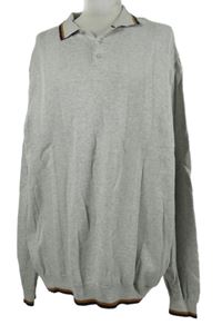 Pánsky sivý pruhovaný sveter s golierikom Next