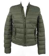 Dámská khaki šusťáková crop zimní bunda Bershka 
