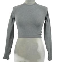 Dámske sivé elastické crop tričko FB Sister