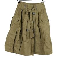 Dámská béžová plátěná sukně s kapsami a páskem Zara 