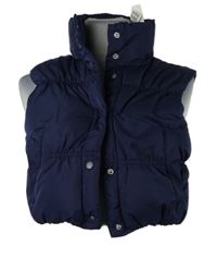 Nové - Dámská tmavomodrá šusťáková zateplená crop vesta H&M