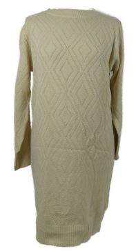 Dámské béžové svetrové ažurové šaty 