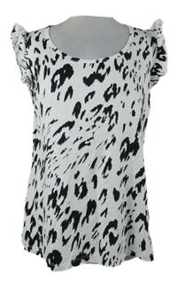 Dámský bílo-černý vzorovaný top s volánky Capsule 