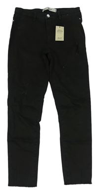 Čierne plátenné slim nohavice s vyšúchaním Denim Co.