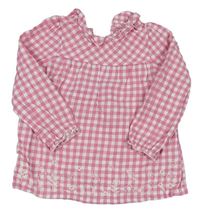 Ružovo-biela kockovaná tunika s výšivkami Jojo Maman Bebé