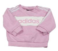 Růžovo-bílá mikina s logem Adidas