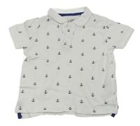 Biele polo tričko s kotvami H&M