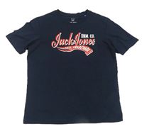 Tmavomodré tričko s logom Jack & Jones