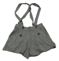 Šedo-tmavomodré vzorované kraťasy s kšandami Okaidi