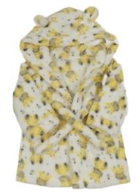 Biely chlpatý župan so žirafami  a kapucňou