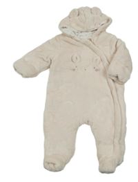 Svetloružová chlpatá zateplená kombinéza s myškou a kapucňou Mothercare