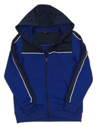 Tmavomodro-modrá sportovní propínací mikina s kapucí George