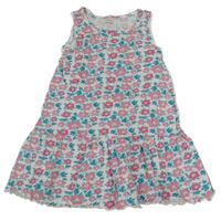 Biele kvetované bavlnené šaty Reflex