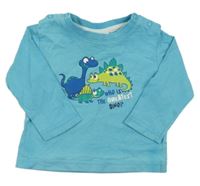 Modré tričko s dinosaurami Topomini