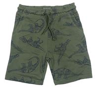 Khaki teplákové kraťasy s dinosaury Primark