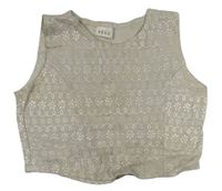 Sivý crop top s výšivkami