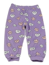 Lila plyšové pyžamové nohavice so srdiečkami Primark