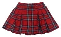 Červeno-tmavomodro-biela kockovaná skladaná sukňa Primark