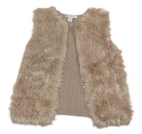 Pudrová pleteno/kožešinová vesta Primark