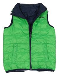 Zelená šušťáková zateplená obojstranná vesta s nápisom C&A