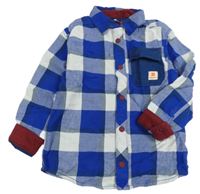 Safírovo-tmavomodro-biela kockovaná košeľová bunda catimini