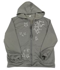 Sivá prepínaci mikina s hviezdami a kapucňou Shein