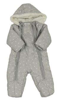 Šedá šusťáková zimní kombinéza s hvězdičkami a kapucí Mayoral